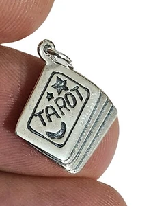 Tarot Cards Charm 925 Sterling Silver Jewellery Fortune Telling Wicca Occult - Picture 1 of 12