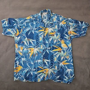 Impulse Shirt Mens XL Button Down Blue Hawaiian Rayon - Picture 1 of 8