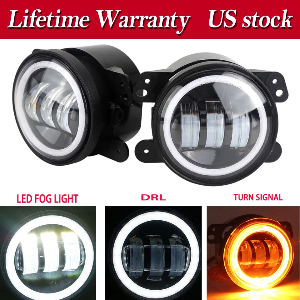 New Pair 4 Inch Led Halo Fog Light Super Bright Bulb For Jeep Dodge  Chrysler Foto 1 de 4