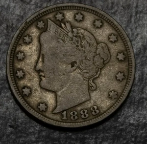 1888 Liberty "V" Nickel Fine Obverse Scratch Lot 3053 - Bild 1 von 3