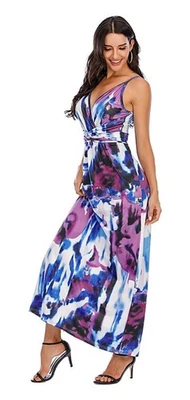 Z London Times Maxi Dress blue jersey Sun Dress Knit Romantic Whimsical Event 10 - Image 1 of 4