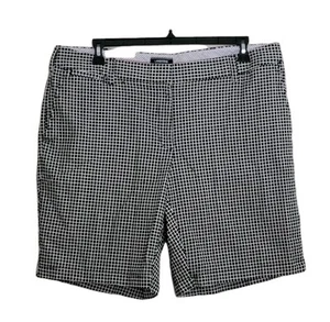 Pantalones Cortos Lands End Negro Blanco Ventana Cuadros Algodón Tweed Elastizados Talla 18 W - Imagen 1 de 8
