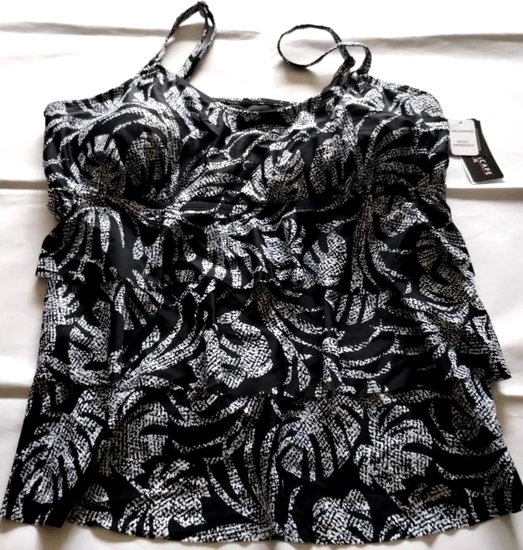 Top de natación Island Escape negro con aros minimizador de cintura talla 20W Foto 1 de 2