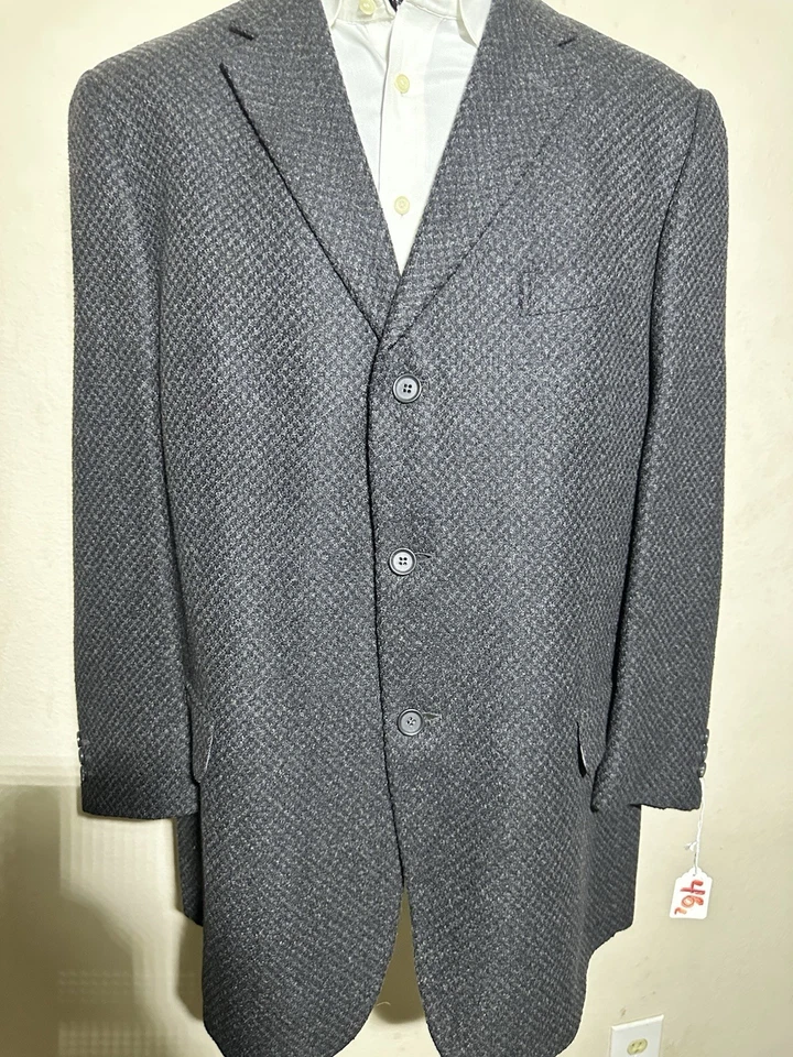 Impresionante abrigo deportivo Ermenegildo Zegna 60 % cachemir y 40 % seda texturizado 46 L Foto 1 de 4