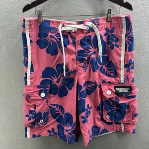 Abercrombie Fitch Swim Trunks Men Medium Pink Blue Floral Hawaiian Lined Preppy - Picture 1 of 18