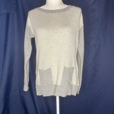 Suéter Sundance para mujer bloques de colores parche bolsillos gris S mezcla de cachemir angora Foto 1 de 4