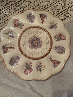 Vintage Cracker Barrel “Easter Treasures” Deviled Egg Plate Bunnies  - Image 1 of 3
