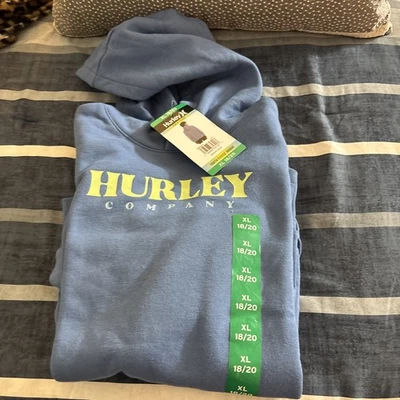 Moletom com capuz de lã Hurley Youth azul tamanho XL 18/20 novo com etiquetas enviado USPS PRIORITY - Imagem 1 de 4