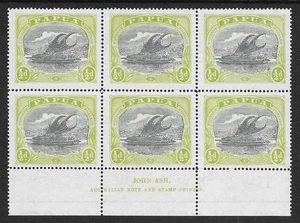 Papua 1916-31 1/2d. Mirto e pallido verde oliva SG 93a blocco di sei impronte - Foto 1 di 1