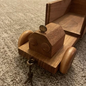 Vintage Wooden Truck Car Toy Pull Around 70s Homemade Old Rolling Toy 10.5” - Picture 1 of 8