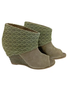Stivaletto donna Bronx punta aperta zeppa numero 38 verde camoscio vintage - Foto 1 di 5