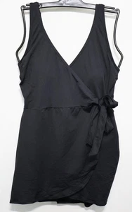 Lands' End Damen-Mini-Badeanzugkleid mit Seitenbindung, schwarz, Größe 8 - Bild 1 von 10