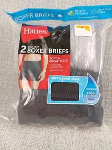 Hanes Tagless Boxershorts Herren - 2er Pack mehrere Größen schwarz und grau NEU - Bild 1 von 4