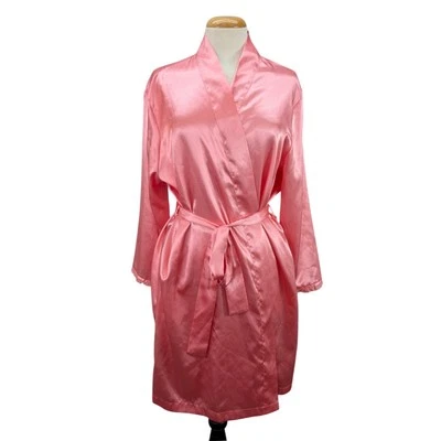 Bata envolvente de satén para mujer Adonna talla grande con volantes mangas con cinturón ropa de dormir Foto 1 de 4