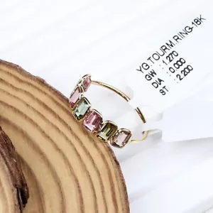 2.20Ct Multi Turmalina Bisel Set Medio Anillo Eternidad 18K Oro Amarillo Macizo - Imagen 1 de 7