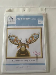 Joy Sunday Cross Stitch Kit - Christmas Cottage On Antlers DA373 - Picture 1 of 3
