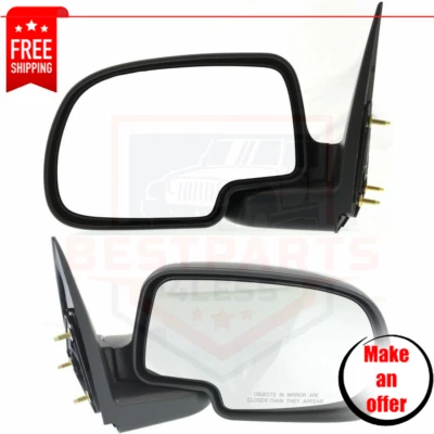 Par de espejos retrovisores cromados, diestro y derecho para 99-07 Chevy Silverado y GMC Sierra - Juego de 2 Foto 1 de 4