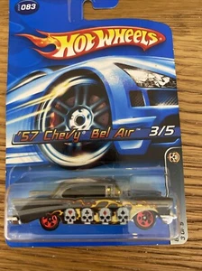 2006 Hot Wheels '57 Chevy Bel Air #083 Bone Blazers 3/5 Silver W/Skulls B9 - Picture 1 of 6