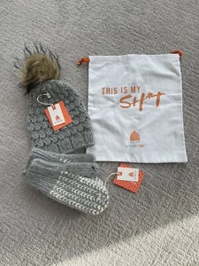 Sh*t That I Knit Motley Wool Beanie, Mittens Handmade, Gray , $135+ - Picture 1 of 5