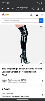 Botas negras elásticas hasta el muslo tacón 5" - nuevas Foto 1 de 4