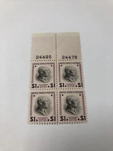 US 832 Woodrow Wilson $1 PLATE BLOCK OF 4 Superb Mint Never Hinged - Picture 1 of 4