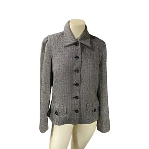 Liz Claiborne Womens Wool-Blend Herringbone Blazer Jacket Size 10 Career - Picture 1 of 8