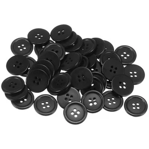 50pcs 32L Sewing Buttons 4/5" Resin Round Flat 4-Hole Craft Buttons, Black - Picture 1 of 5