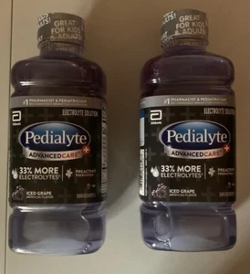 Lot of 2, Pedialyte AdvancedCare Plus Electrolyte Drink 1 Liter, grape Exp: 2026 - Picture 1 of 8