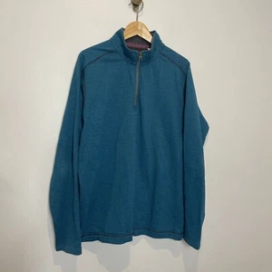 Robert Graham Men's 1/4 Sweater Teal Herringbone Cotton Sz 2XL Classic Fit - Picture 1 of 9