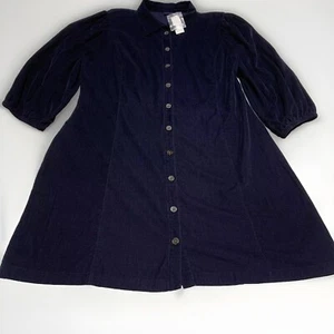 GAP Women's XL Navy Blue Corduroy Mini Dress Puff Sleeve Soft 100% Cotton - Picture 1 of 16