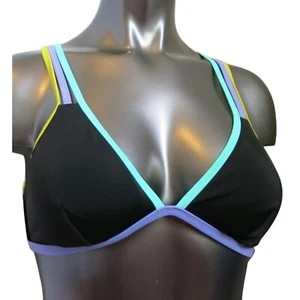 Victoria's Secret Black w/ Cool Binding Cross-Back Triangle Swim Top M - Picture 1 of 2