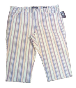 Gloria Vanderbilt 20W INSEAM 19" Ribbon Pink Purple Stripe AMANDA Capri $56 NWT - Picture 1 of 7