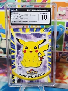 1999 Topps Pokemon TV #25 Pikachu CGC GEM MINT 10 SPANISH UK EDITION - Picture 1 of 2