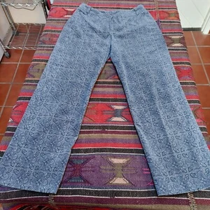 Liz Claiborne Lizsport Audra Blue Paisley Velvet Straight Leg Casual Pants 10 - Picture 1 of 8