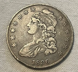 1836 /1336 z zamkniętym biustem pół dolara, VF, Rzadka data! - Zdjęcie 1 z 6