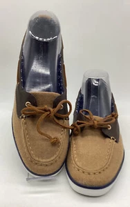 Nautica Women’s Tan & Brown Pinecrest One Eyelet Slip On Boat Shoes Sz. 9M - Picture 1 of 17