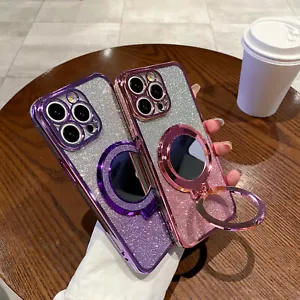Mirror Magnetic Stand Case Glitter 6D Plating Cover Women Girl For Various Phone - Picture 1 of 14