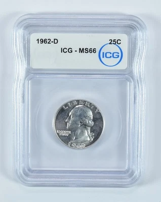 1962-D Washington Quarter MS66 ICG *8848 - Image 1 of 4