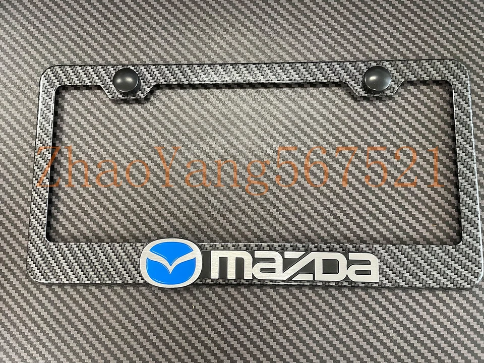 1x Marco de matrícula Mazda 3D emblema (metales estilo fibra de carbono) Foto 1 de 3