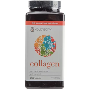 Youtheory, Collagen, 6,000 mg, 390 Tablets Skin Hair & Nail Formula + Vitamin C - Picture 1 of 2