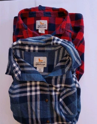 Conjunto de 2 camisas de franela para mujer Field And Stream talla XL ligeras rojas azules Foto 1 de 4