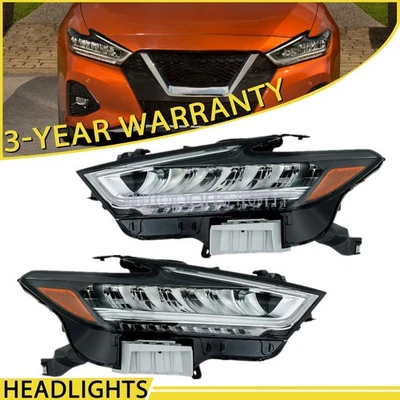 Pair Left + Right Headlight LED Housing Chrome For Nissan Maxima 2019 2020 2021 - Image 1 of 4
