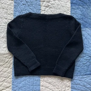 Vintage unbranded handmade boat neck sweater wool preppy varsity style S/M black - Picture 1 of 5