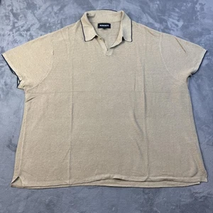 Camisa Bonobos Para Hombres XL Beige 100% Lino Tejida Cuello de Campamento Ligera Pullover Top - Imagen 1 de 11