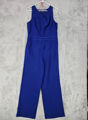 Mono para mujer The Limited talla 6 azul real pierna ancha dividido cuello en V sin mangas Foto 1 de 4