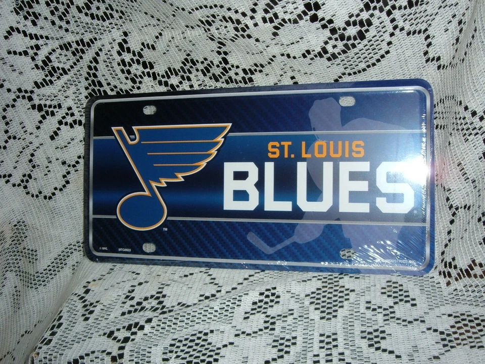 ST LOUIS BLUES WINGED NOTE BLUE METAL  LICENSE PLATE NEW SEALED  6" X 12" - Image 1 of 1