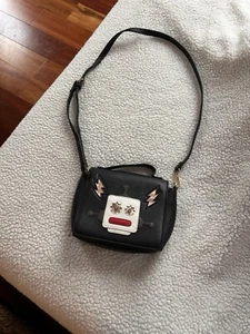 Rare Robot Crossbody Bag Charming Charlie Euc Black Vegan Leather - Picture 1 of 8