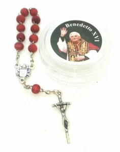 Pope Benedict XVI Rose Scented Wood Finger Rosary Beads/Box Vatican Souvenir - Picture 1 of 3