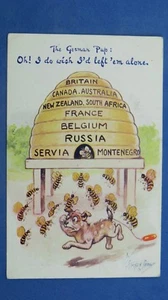 Postal de cómic militar de la Primera Guerra Mundial 1914 Canadá Australia Nueva Zelanda S África colmena de abejas - Imagen 1 de 2