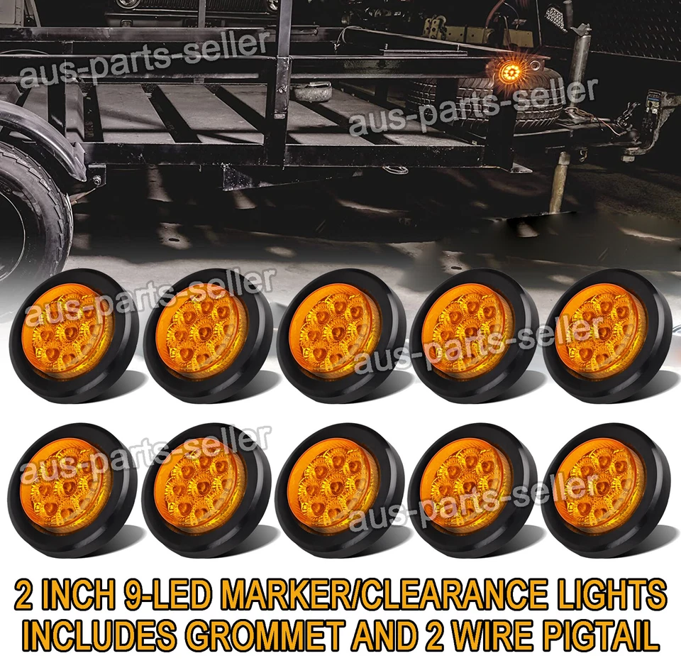 5 Pair Amber Round 2.8" Side Marker Light Truck Trailer Lamp 9 LED Sealed 12-24V - Image 1 of 4